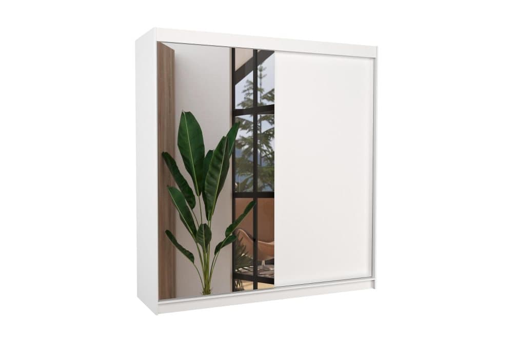 EDELLE Garderob med Spegel 200x215 cm Vit