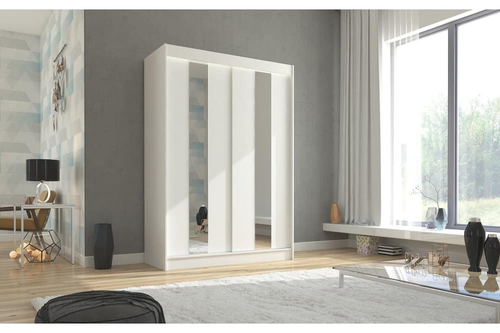 BALTOW Garderob med Spegel 150x215 cm Vit