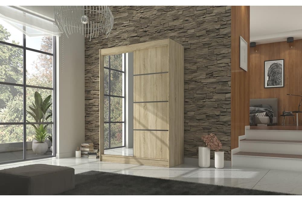 GILANA Garderob med Spegel 150x215 cm Sonomaek