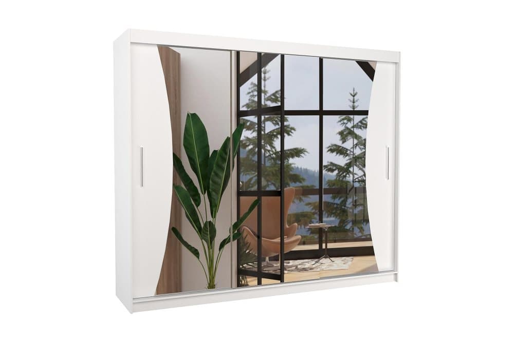 DIEST Garderob med Spegel 250x215 cm Vit