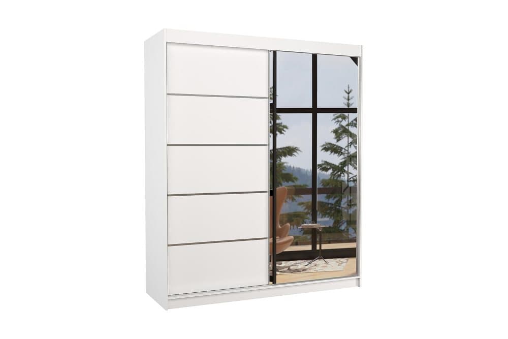 CARMAUX Garderob med Spegel 180x215 cm Vit