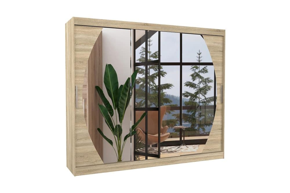 CAMARSAC Garderob med Spegel 250x215 cm Sonomaek