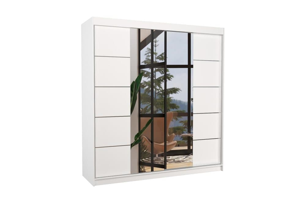 DALNEY Garderob med Spegel 200x215 cm Vit