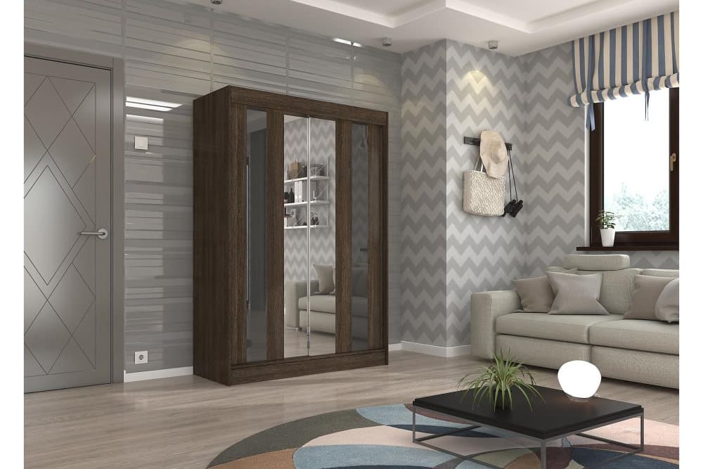 KINTA Garderob med Spegel 150x215 cm Wenge