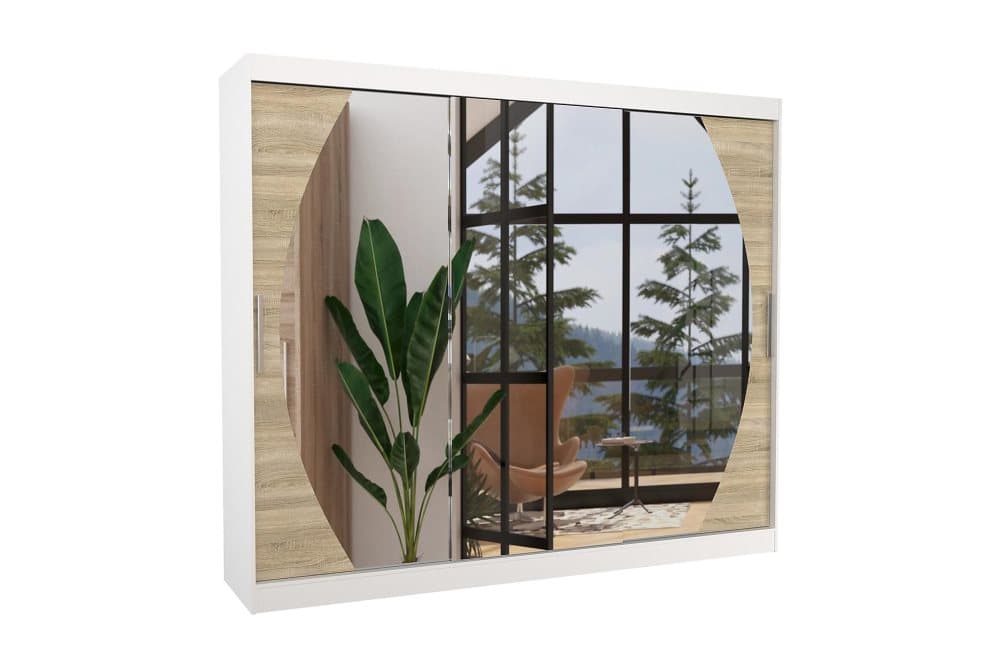 CAMARSAC Garderob med Spegel 250x215 cm Vit/Sandek