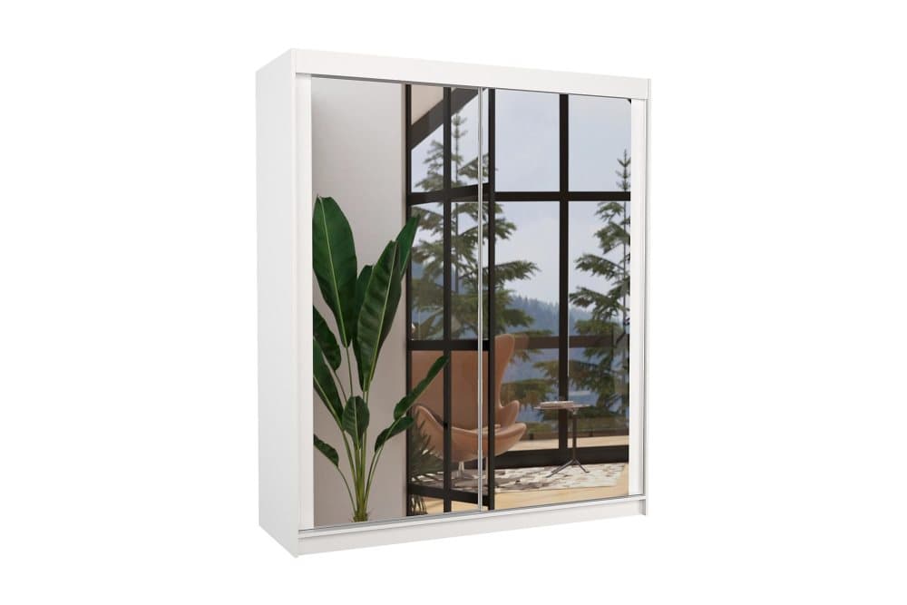 MORRO Garderob med Spegel 180x215 cm Vit