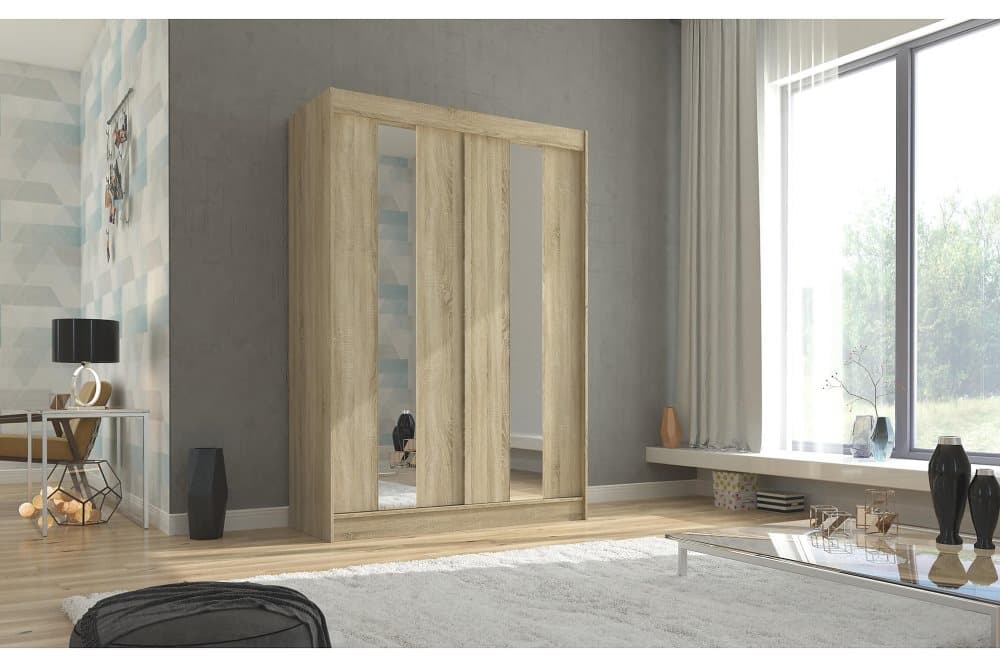 BALTOW Garderob med Spegel 150x215 cm Sonomaek