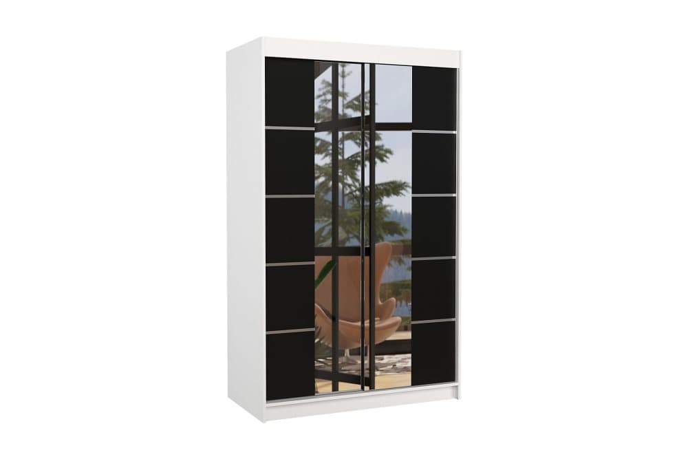 GENUK Garderob med Spegel 120x200 cm Vit/Svart