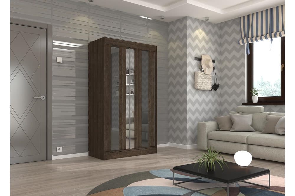 KINTA Garderob med Spegel 120x215 cm Wenge