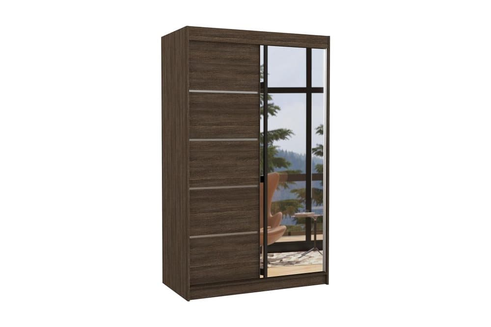 NICANI Garderob med Spegel 120x200 cm Mörkbrun