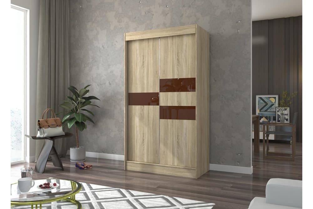 BATIAO Garderob 120x215 cm Sonomaek/Mörkbrun