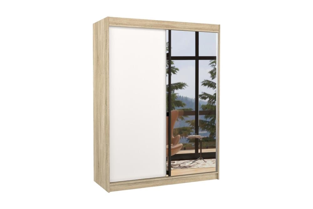 JORDISA Garderob med Spegel 150x200 cm Sandek/Vit