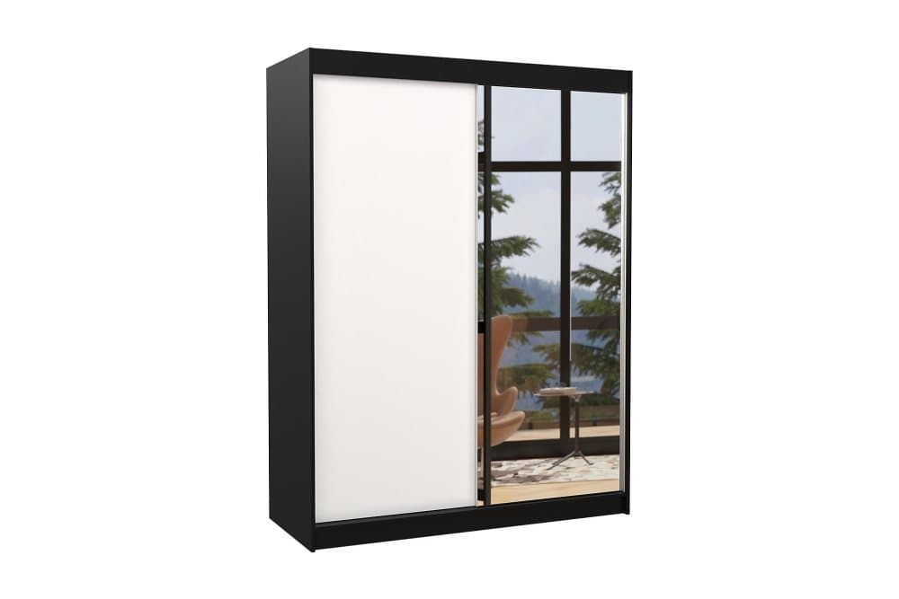 JORDISA Garderob med Spegel 150x200 cm Svart/Vit