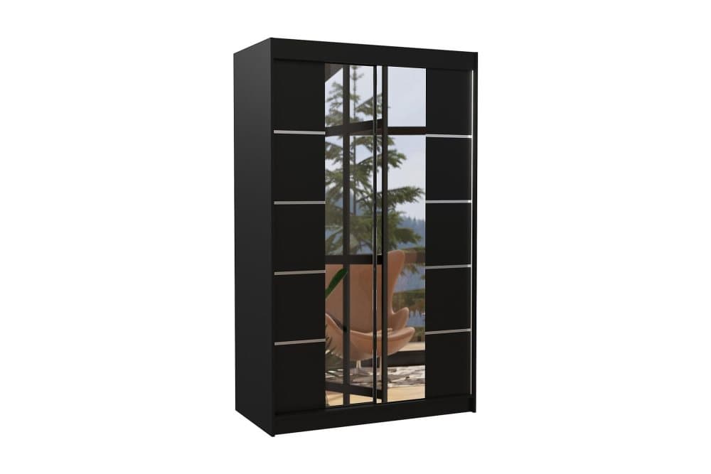 GENUK Garderob med Spegel 120x200 cm Svart