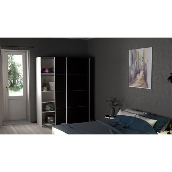 Veto skyvedørsskap B150 cm 2 dører hvit og matt svart.