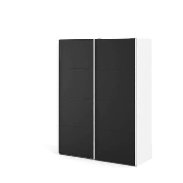 Veto skyvedørsskap B150 cm 2 dører hvit og matt svart.