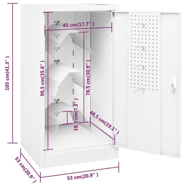 vidaXL sadelskab 53x53x105 cm stål hvid