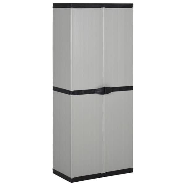 vidaXL opbevaringsskab til haven 68x40x168 cm 3 hylder grå og sort