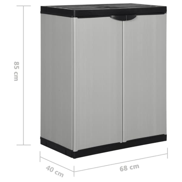 vidaXL Oppbevaringsskap til hage med 1 hylle grå og svart 68x40x85 cm