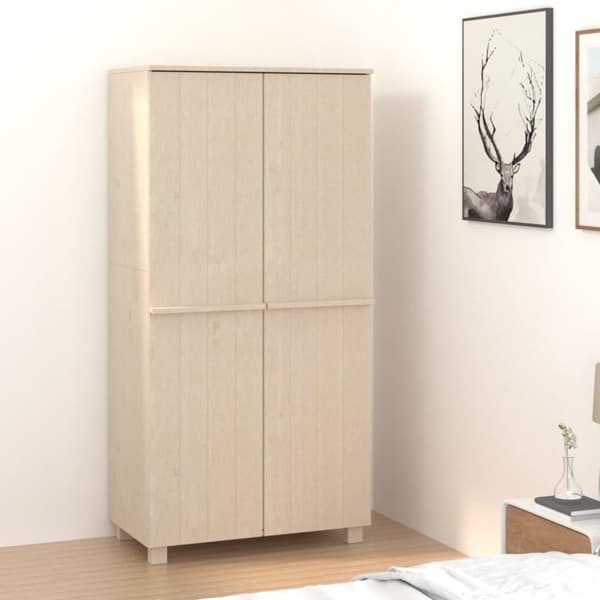 vidaXL klædeskab HAMAR 89x50x180 cm massivt fyrretræ honningbrun