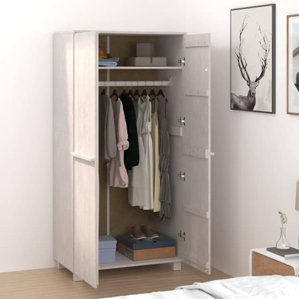 vidaXL Garderobe HAMAR hvit 89x50x180 cm heltre furu