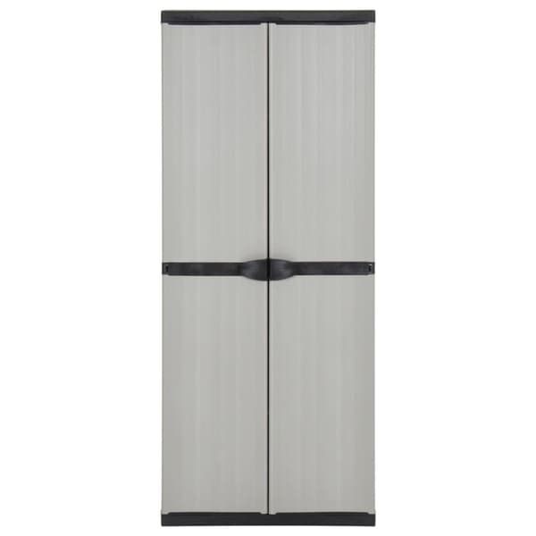 vidaXL Puutarhan varastokaappi 3 hyllyä musta ja harmaa 68x40x168 cm