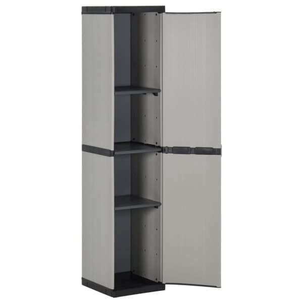 vidaXL opbevaringsskab til haven 34x40x168 cm 3 hylder grå og sort