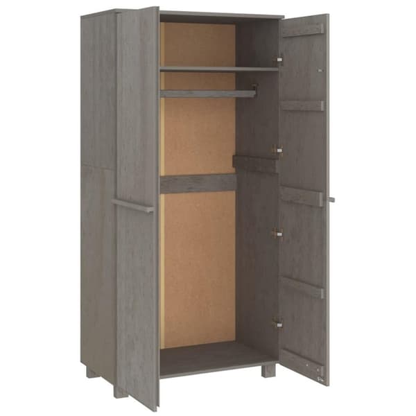 vidaXL Garderob HAMAR ljusgrå 89x50x180 cm massiv furu
