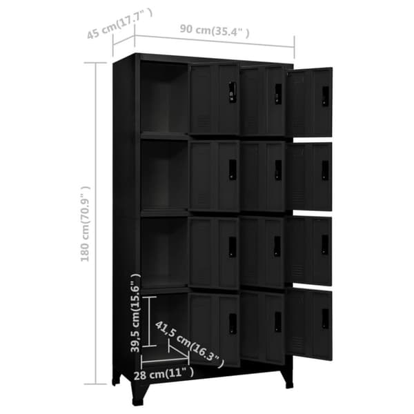 vidaXL Oppbevaringsskap svart 90x45x180 cm stål