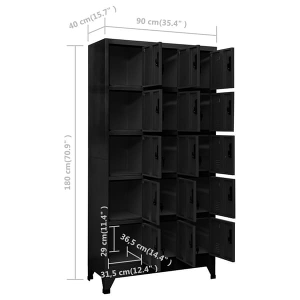 vidaXL skab 90x40x180 cm stål sort