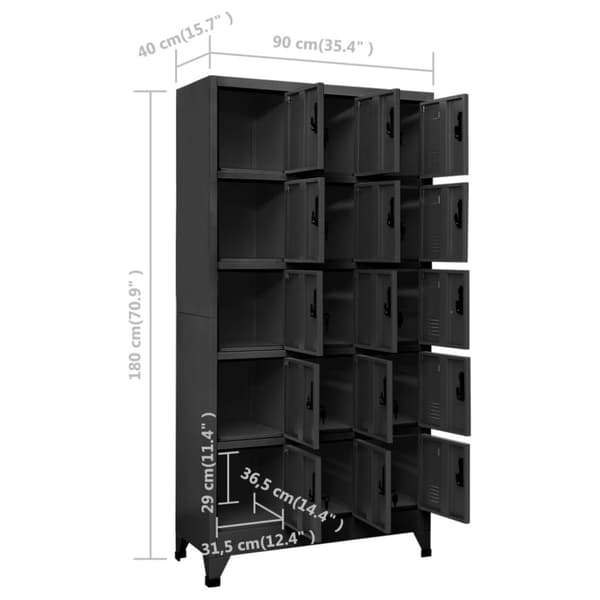 vidaXL skab 90x40x180 cm stål antracitgrå
