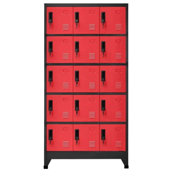 vidaXL skab 90x40x180 cm stål antracitgrå og rød