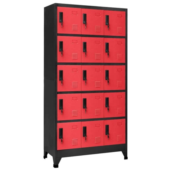vidaXL skab 90x40x180 cm stål antracitgrå og rød
