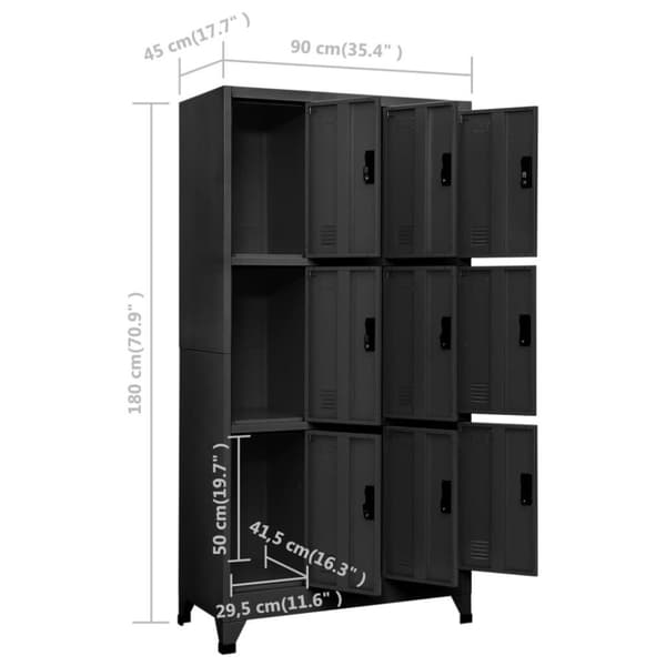 vidaXL Oppbevaringsskap antrasitt 90x45x180 cm stål