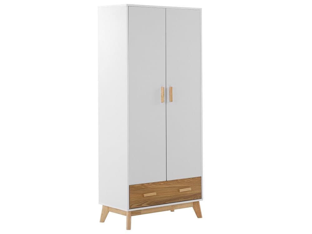 Garderob med förvaringslåda vit / ljust trä AHLBECK