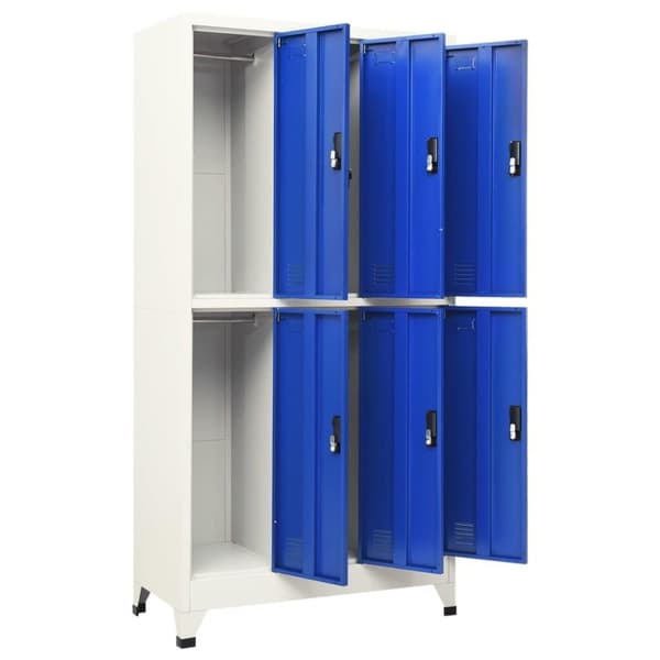 vidaXL skab 90x45x180 cm stål grå og blå
