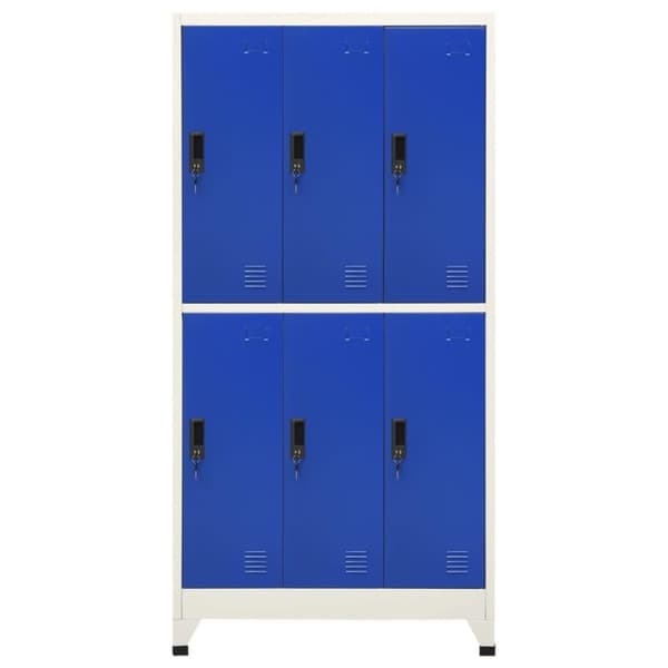 vidaXL skab 90x45x180 cm stål grå og blå