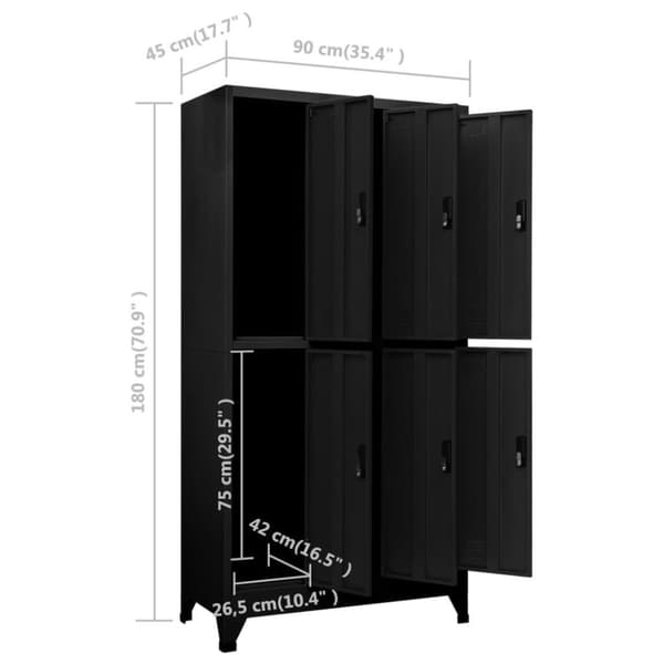 vidaXL Oppbevaringsskap svart 90x45x180 cm stål