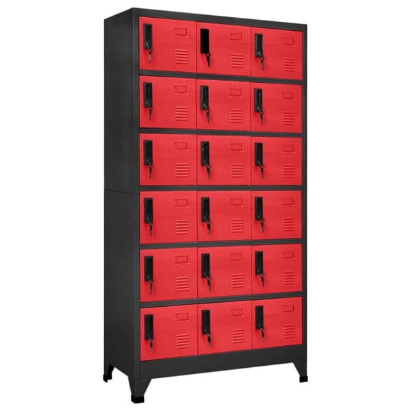 vidaXL skab 90x40x180 cm stål antracitgrå og rød