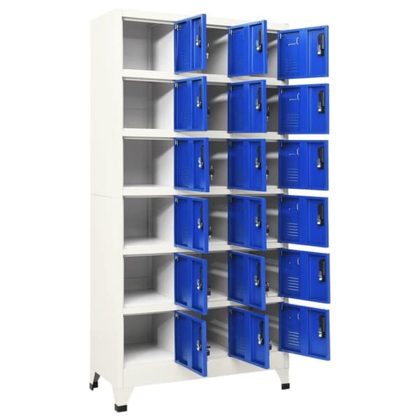vidaXL skab 90x40x180 cm stål grå og blå