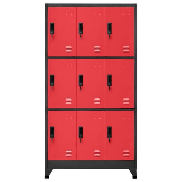 vidaXL Pukukaappi antrasiitti ja punainen 90x45x180 cm teräs