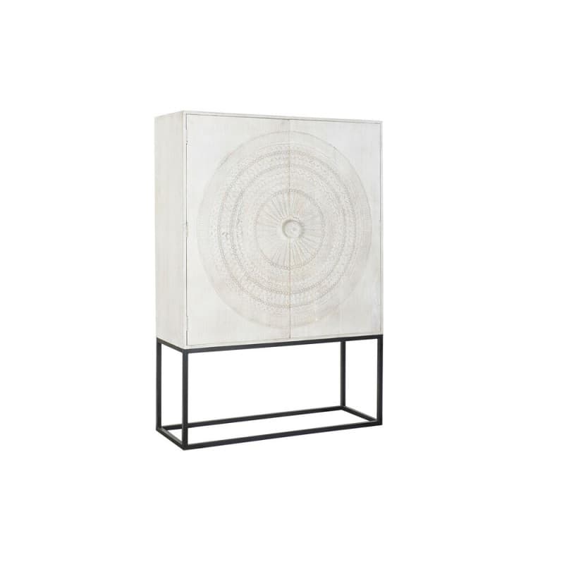 Skåp DKD Home Decor Metall Vit Mangoträ (124 x 42 x 177 cm)
