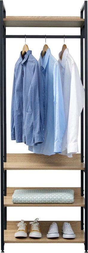 Garderobeurk - Klädstativ - Garderob - Klädstativ Wood - Garderob med järnvägsställ - 56x36x170 cm