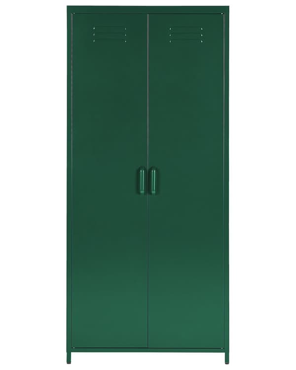 Kaappi vihreä 76 x 171 x 50 cm teräs matta 2 ovea 4 hyllyä lattiasuoja teollinen