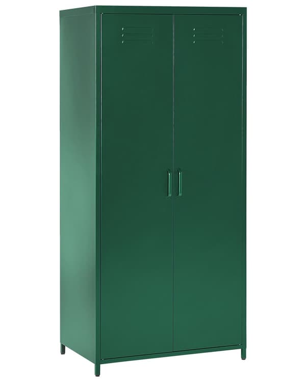 Kaappi vihreä 76 x 171 x 50 cm teräs matta 2 ovea 4 hyllyä lattiasuoja teollinen