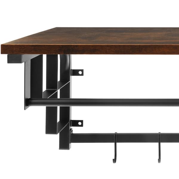 Knagerække Westwood 66x30x27cm - Industrielt mørkt træ, rustikt