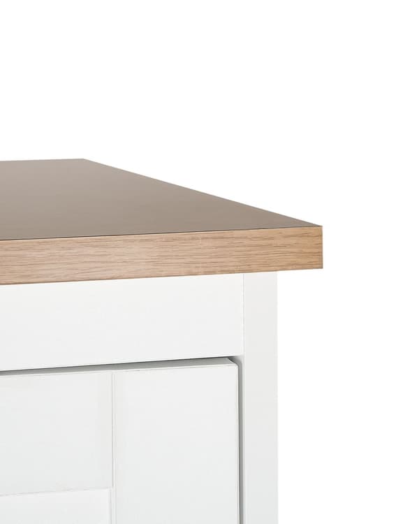 Garderobe Hvid og lyst træ spånplade 79 x 52 x 180 cm Skandinaviske hængslede døre Hylder Tøjskinne Soveværelsesopbevaring