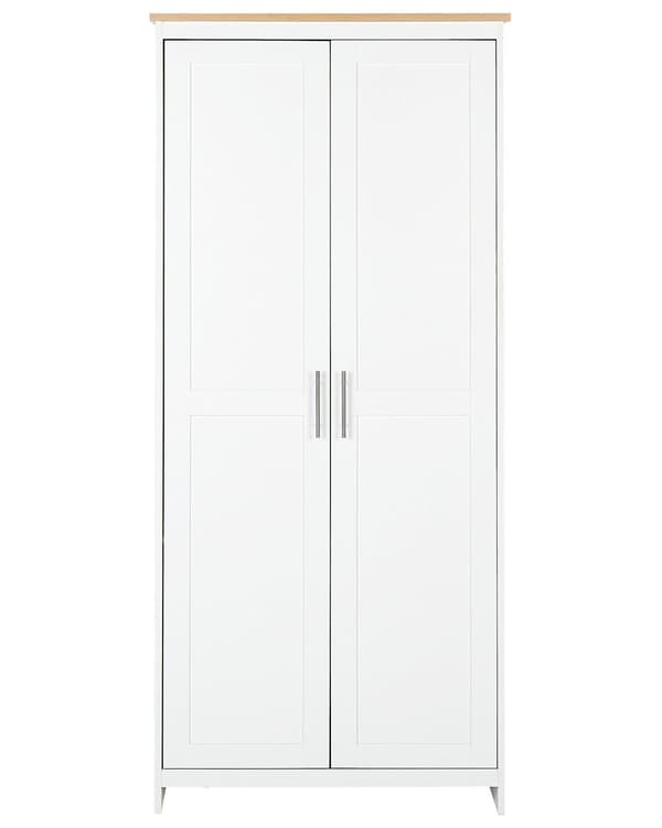 Vaatekaappi valkoinen 79 x 52 x 180 cm hyllyt vaatetanko skandinaavinen tyyli