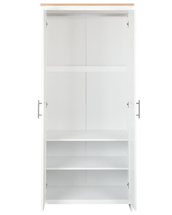 Vaatekaappi valkoinen 79 x 52 x 180 cm hyllyt vaatetanko skandinaavinen tyyli