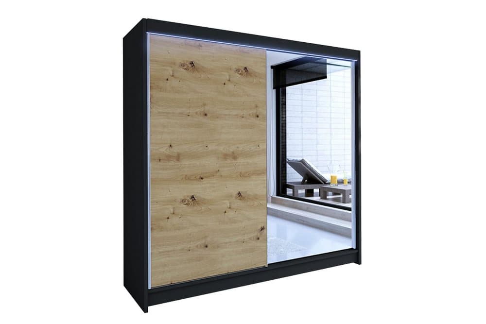 BUILDWAS Garderob Svart|Trä